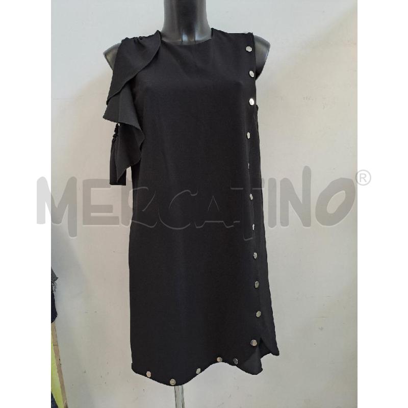 VESTITO DONNA INTREND NERO BOTTONI ARGENTATI LATERALI ROUCHE MANICA | Mercatino dell'Usato Catanzaro 1