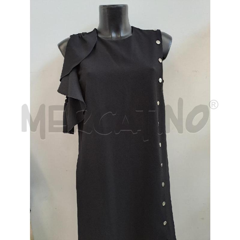 VESTITO DONNA INTREND NERO BOTTONI ARGENTATI LATERALI ROUCHE MANICA | Mercatino dell'Usato Catanzaro 2