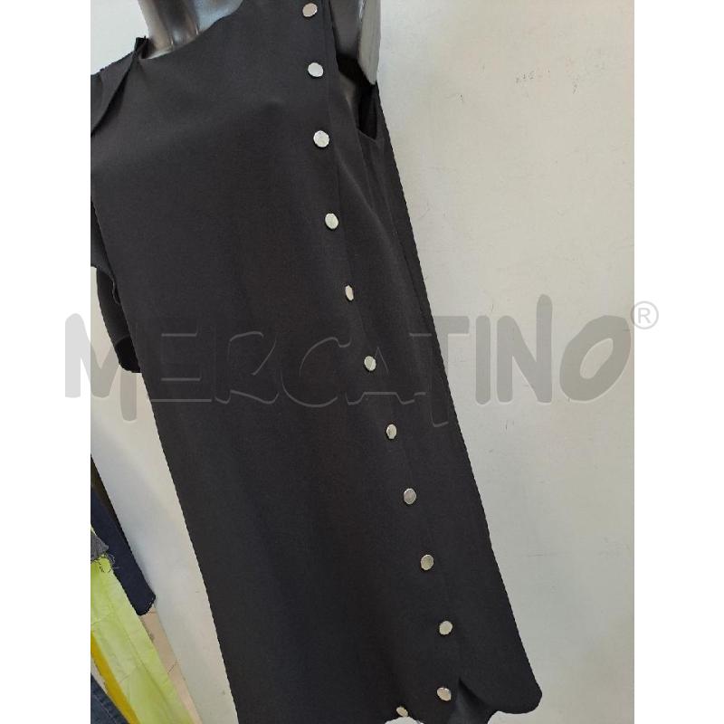 VESTITO DONNA INTREND NERO BOTTONI ARGENTATI LATERALI ROUCHE MANICA | Mercatino dell'Usato Catanzaro 3