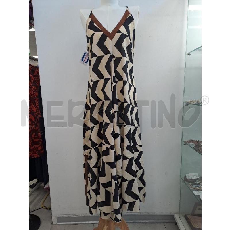 VESTITO DONNA KARAKORUM SPIGHE GRANDI BEIGE NERO SCOLLO V  | Mercatino dell'Usato Catanzaro 1