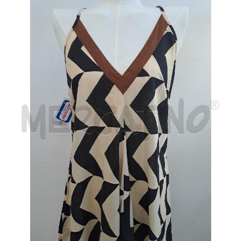 VESTITO DONNA KARAKORUM SPIGHE GRANDI BEIGE NERO SCOLLO V  | Mercatino dell'Usato Catanzaro 2