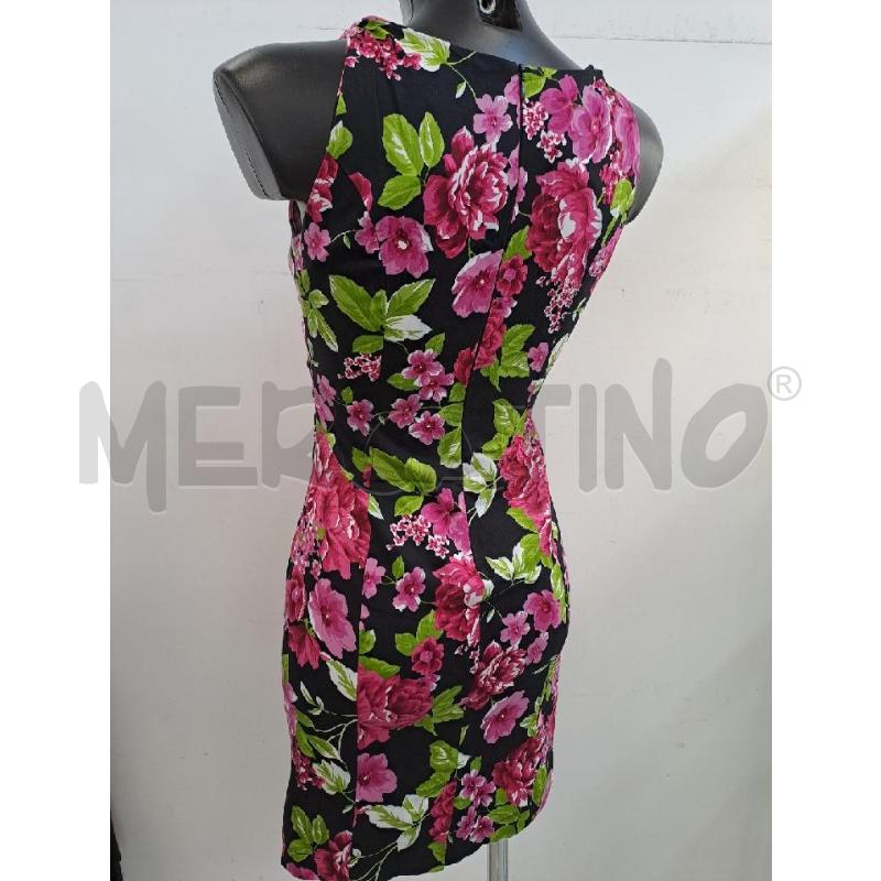 VESTITO DONNA LIST NERO FIORI GRANDI FUCSIA SCOLLO  V | Mercatino dell'Usato Catanzaro 3