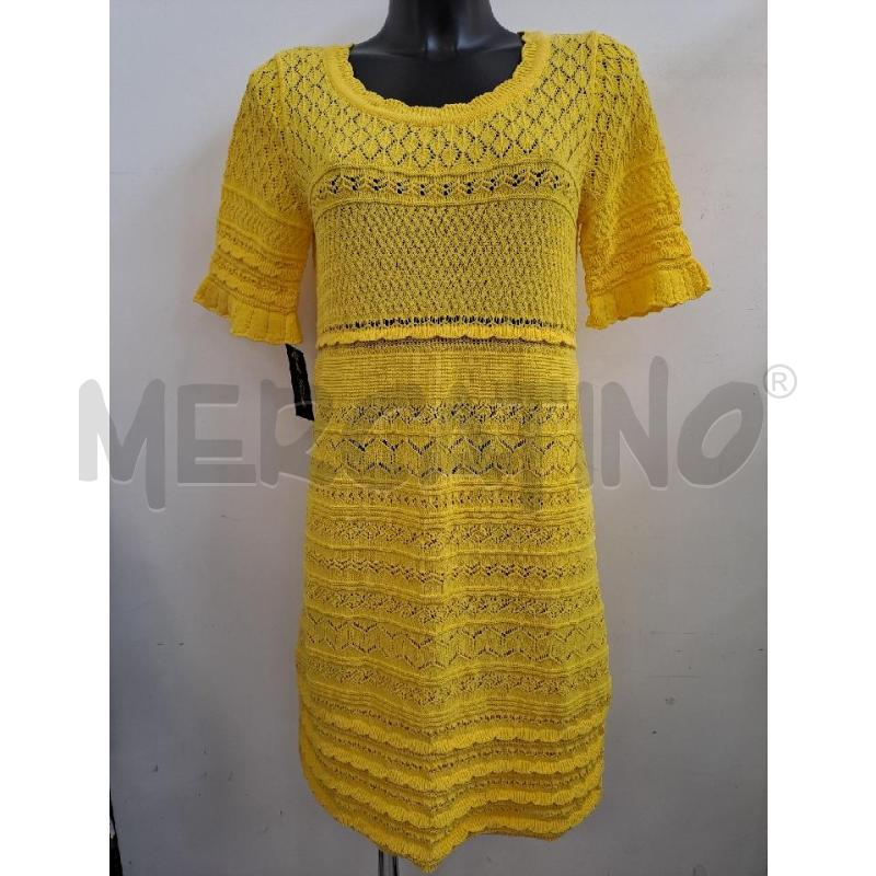 VESTITO DONNA LUISA SPAGNOLI GIALLO SENAPE UNCINETTO SOTTOVESTE | Mercatino dell'Usato Catanzaro 1