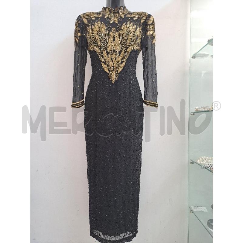 VESTITO DONNA LUNGO NERO PAIETTES DORATE NERE  | Mercatino dell'Usato Catanzaro 1