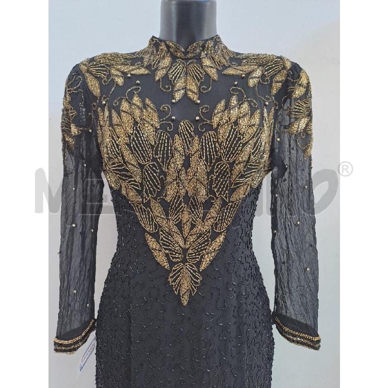 VESTITO DONNA LUNGO NERO PAIETTES DORATE NERE  | Mercatino dell'Usato Catanzaro 2