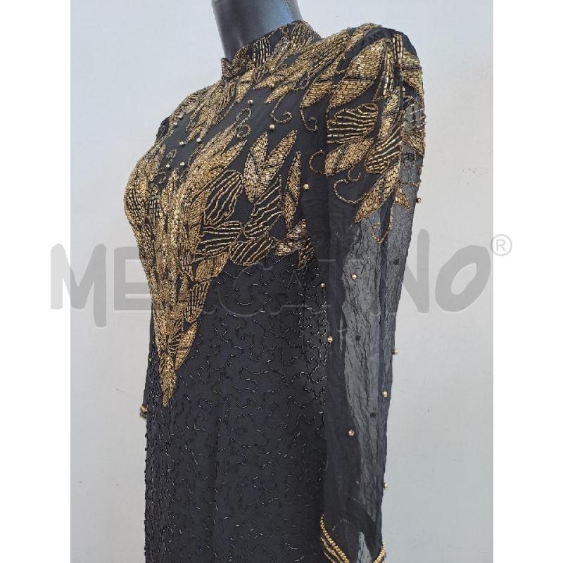 VESTITO DONNA LUNGO NERO PAIETTES DORATE NERE  | Mercatino dell'Usato Catanzaro 3