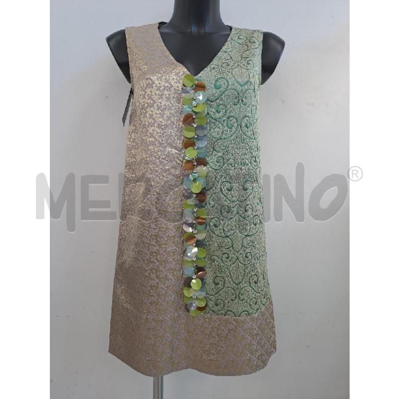 VESTITO DONNA L'AUTRECHOSE VERDE ROSA FILO DORATO+SPOLVERINO | Mercatino dell'Usato Catanzaro 1