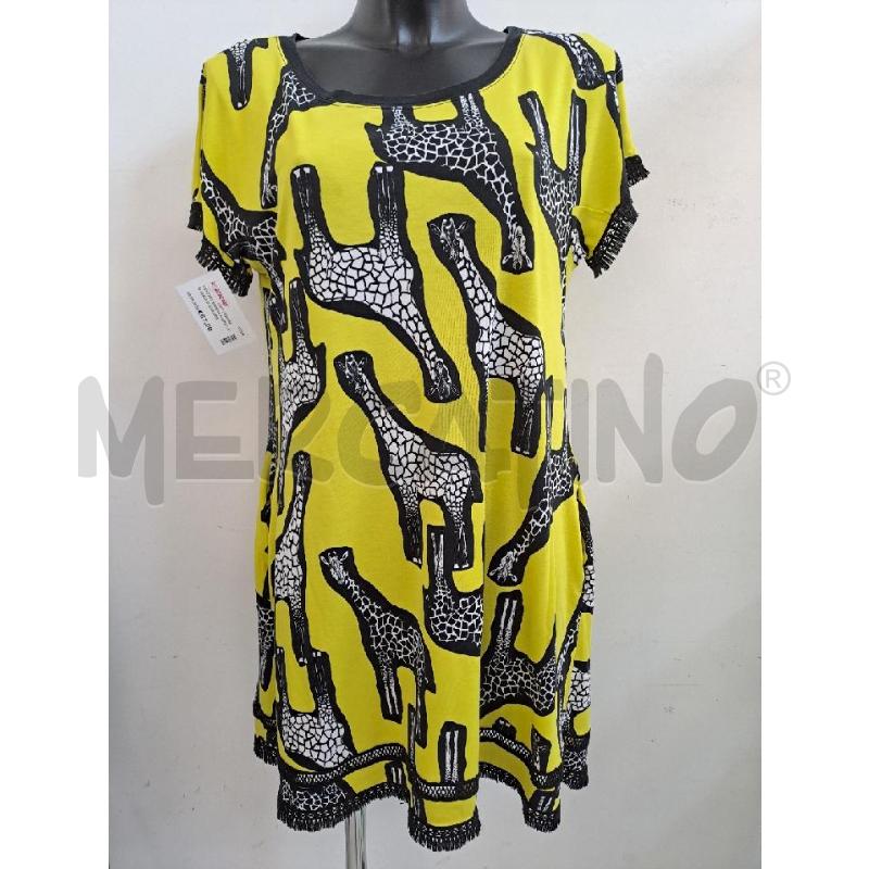 VESTITO DONNA MARCCAIN GIALLO STAMPA GIRAFFE BORDO PICAMO NERO | Mercatino dell'Usato Catanzaro 1