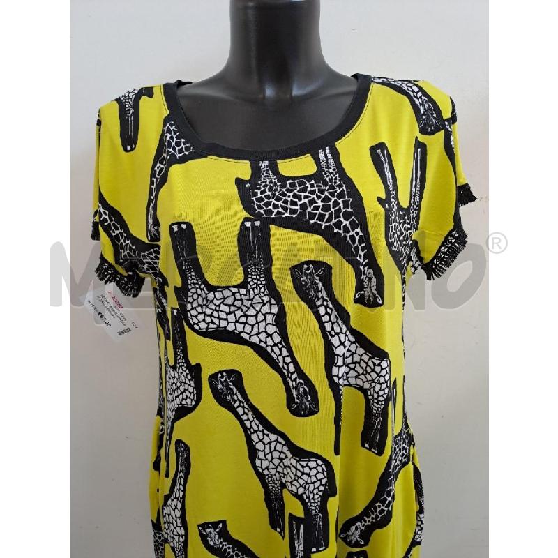 VESTITO DONNA MARCCAIN GIALLO STAMPA GIRAFFE BORDO PICAMO NERO | Mercatino dell'Usato Catanzaro 2