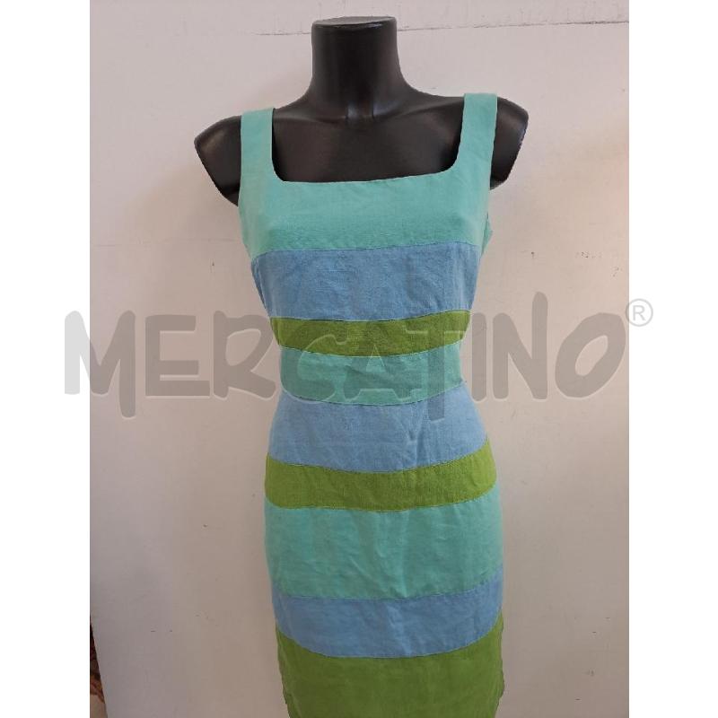 VESTITO DONNA MARELLA RIGHE AZZURRO BLU VERDE ACQUA LINO | Mercatino dell'Usato Catanzaro 2