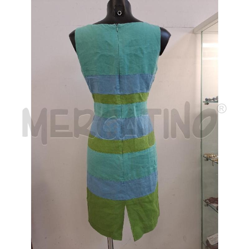 VESTITO DONNA MARELLA RIGHE AZZURRO BLU VERDE ACQUA LINO | Mercatino dell'Usato Catanzaro 3