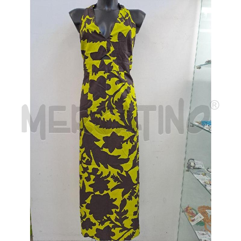 VESTITO DONNA MOTIVI GIALLO LIME FIORI GRANDI MARRONI  | Mercatino dell'Usato Catanzaro 1