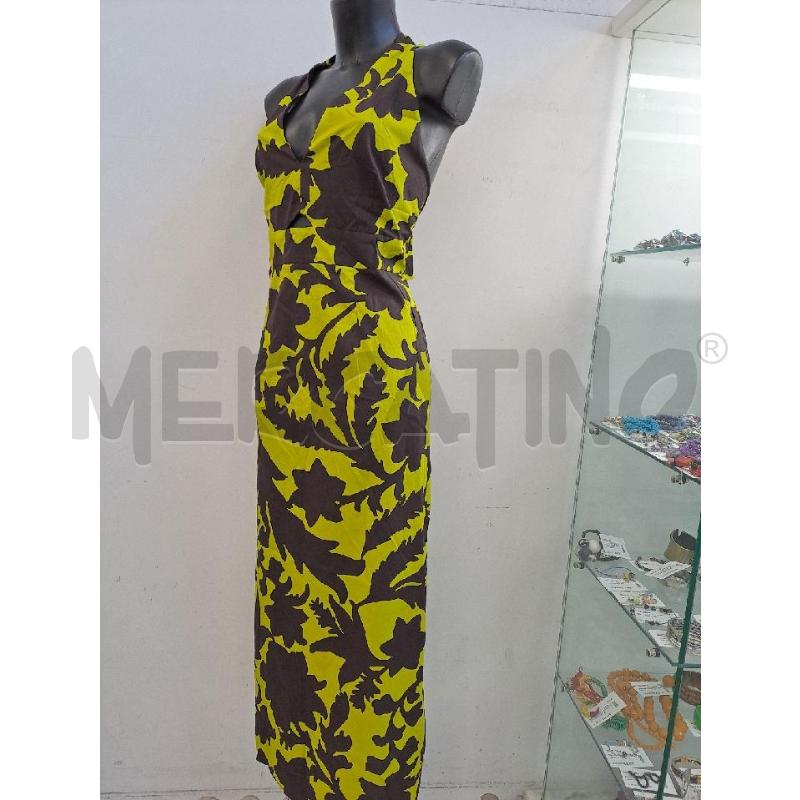 VESTITO DONNA MOTIVI GIALLO LIME FIORI GRANDI MARRONI  | Mercatino dell'Usato Catanzaro 2