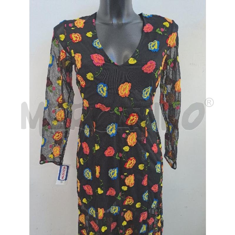 VESTITO DONNA RARY VELATO NERO FIORI GIALLO BLU ARANCIONE | Mercatino dell'Usato Catanzaro 2