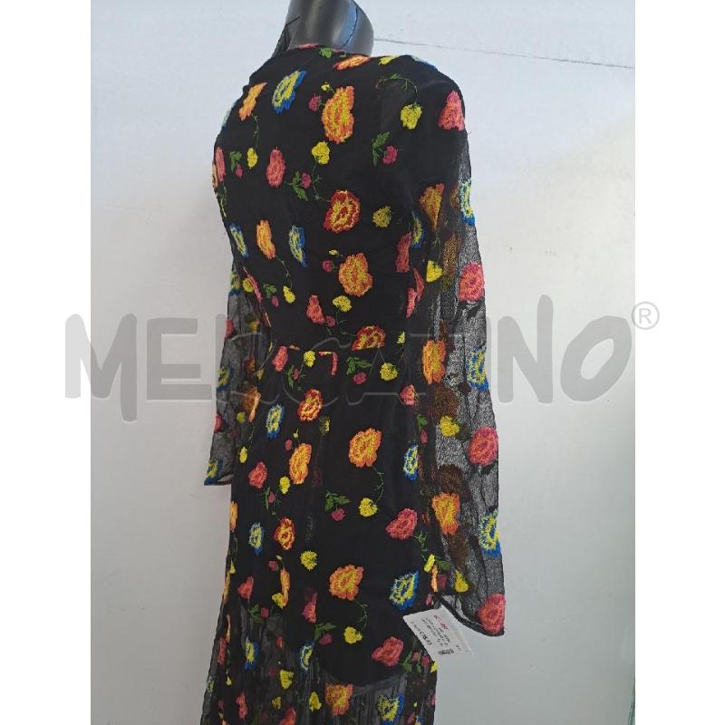 VESTITO DONNA RARY VELATO NERO FIORI GIALLO BLU ARANCIONE | Mercatino dell'Usato Catanzaro 3