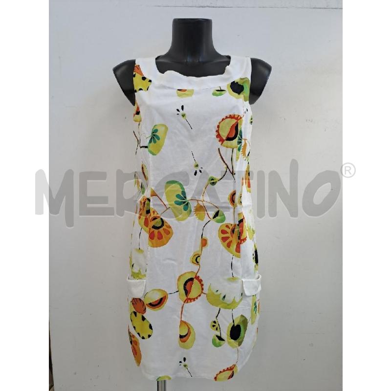 VESTITO DONNA SURKANA BIANCO STAMPA FIORI GIALLI TASCHE  | Mercatino dell'Usato Catanzaro 1