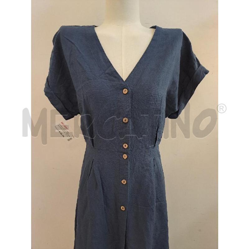 VESTITO DONNA SURKANA BLU LINO VISCOSA BOTTONI MARRONI | Mercatino dell'Usato Catanzaro 2