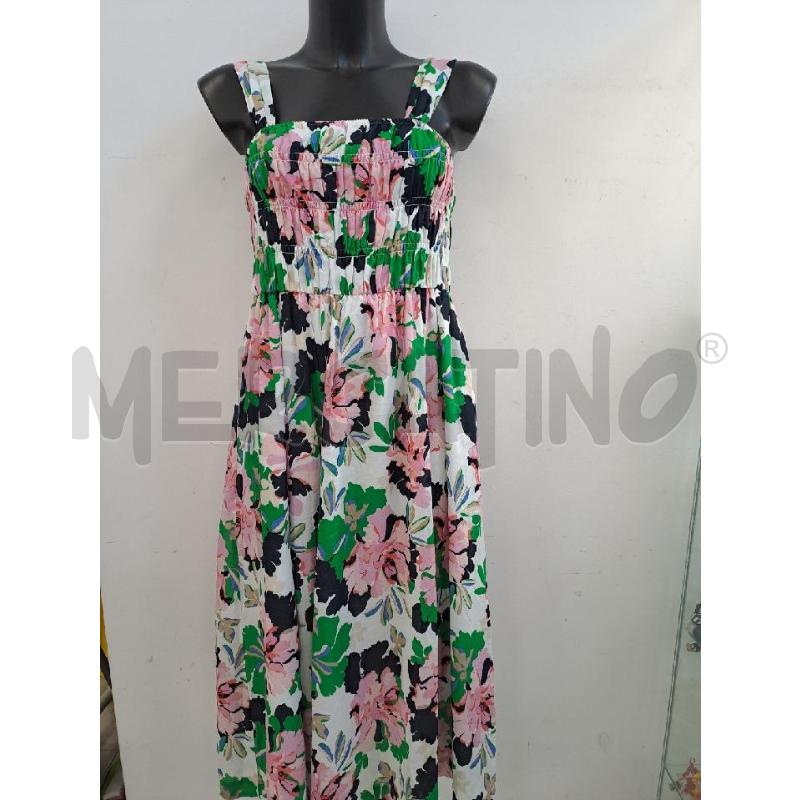 VESTITO DONNA TOMMY HILFIGER BIANCO LUNGO FIORI ROSA VERDE  | Mercatino dell'Usato Catanzaro 1