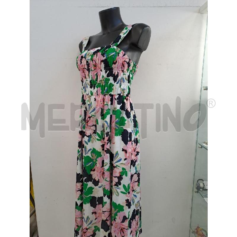 VESTITO DONNA TOMMY HILFIGER BIANCO LUNGO FIORI ROSA VERDE  | Mercatino dell'Usato Catanzaro 2