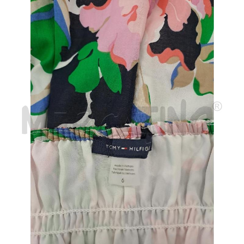 VESTITO DONNA TOMMY HILFIGER BIANCO LUNGO FIORI ROSA VERDE  | Mercatino dell'Usato Catanzaro 4