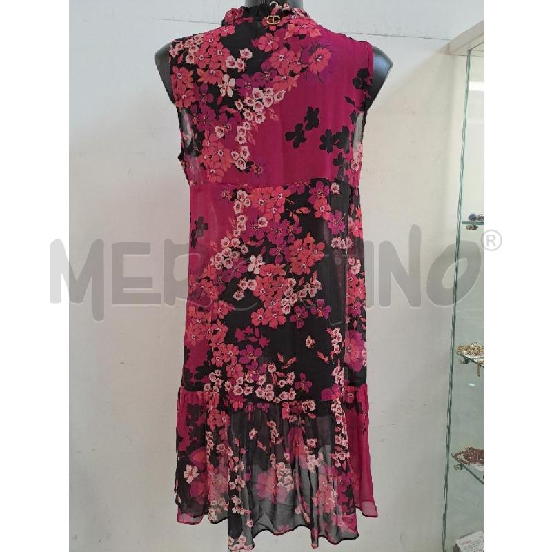 VESTITO DONNA TWINSET TRASPARENTE SMANICATO NERO FUXIA LACCIO COLLO  | Mercatino dell'Usato Catanzaro 3