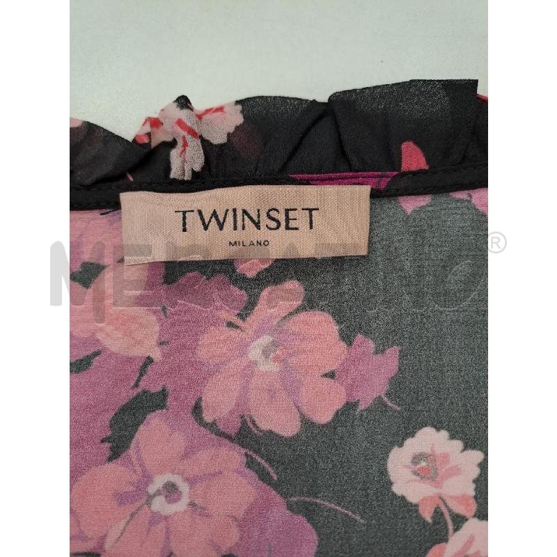 VESTITO DONNA TWINSET TRASPARENTE SMANICATO NERO FUXIA LACCIO COLLO  | Mercatino dell'Usato Catanzaro 4