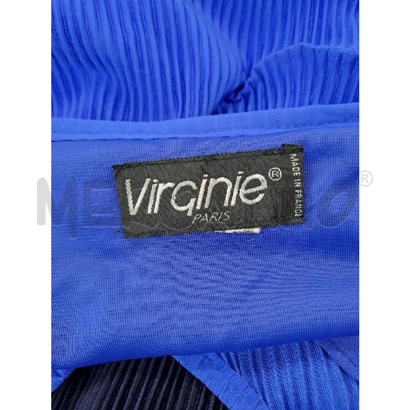 VESTITO DONNA VIRGINIE PARIS BLU VERDE STAMPA DORATO VINTAGE +CINTURA  | Mercatino dell'Usato Catanzaro 5