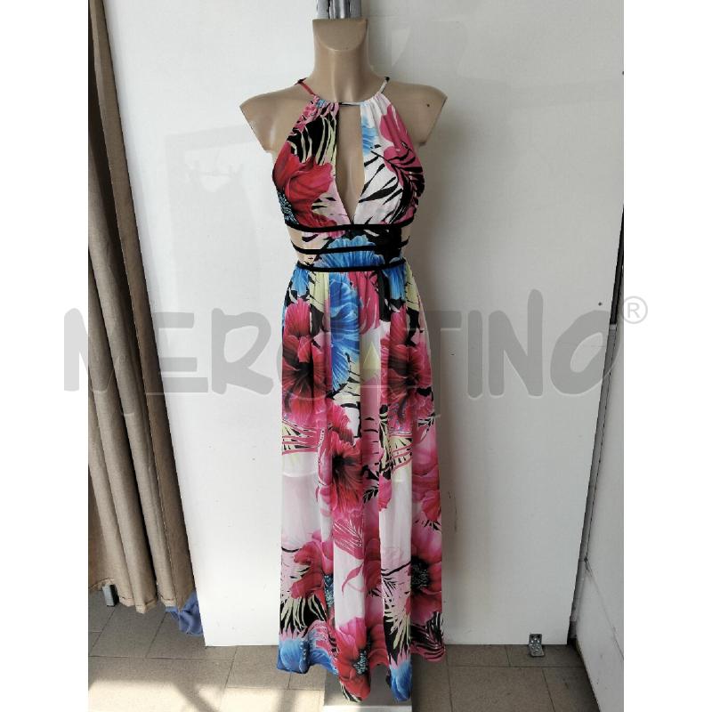 ABITO DONNA GUESS ROSSO BLU FIORI LUNGO VELATO | Mercatino dell'Usato Lamezia terme 1