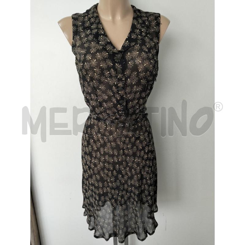 ABITO DONNA MOSCHINO JEANS NERO FIORI BEIGE 100 SETA  | Mercatino dell'Usato Lamezia terme 1