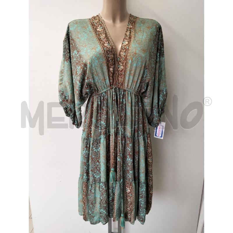 ABITO DONNA VERDE MARRONE ETNICO 70 SETA | Mercatino dell'Usato Lamezia terme 1