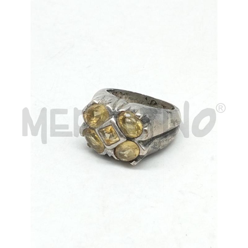 ANELLO DONNA METALLO PREZIOSO PIETRE GIALLO | Mercatino dell'Usato Lamezia terme 1