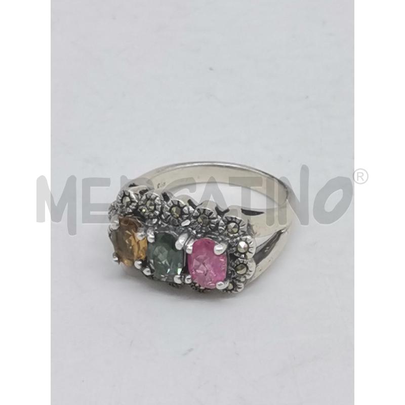 ANELLO DONNA METALLO PREZIOSO ZIRCONI AMETISTA SMERALDO ZAFFIRO GREZZO | Mercatino dell'Usato Lamezia terme 1