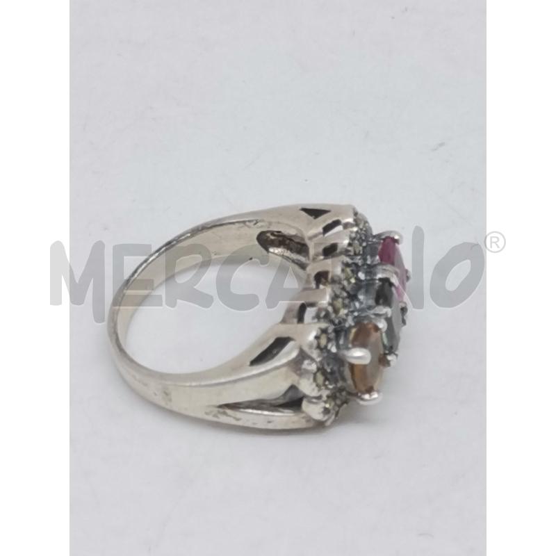 ANELLO DONNA METALLO PREZIOSO ZIRCONI AMETISTA SMERALDO ZAFFIRO GREZZO | Mercatino dell'Usato Lamezia terme 3