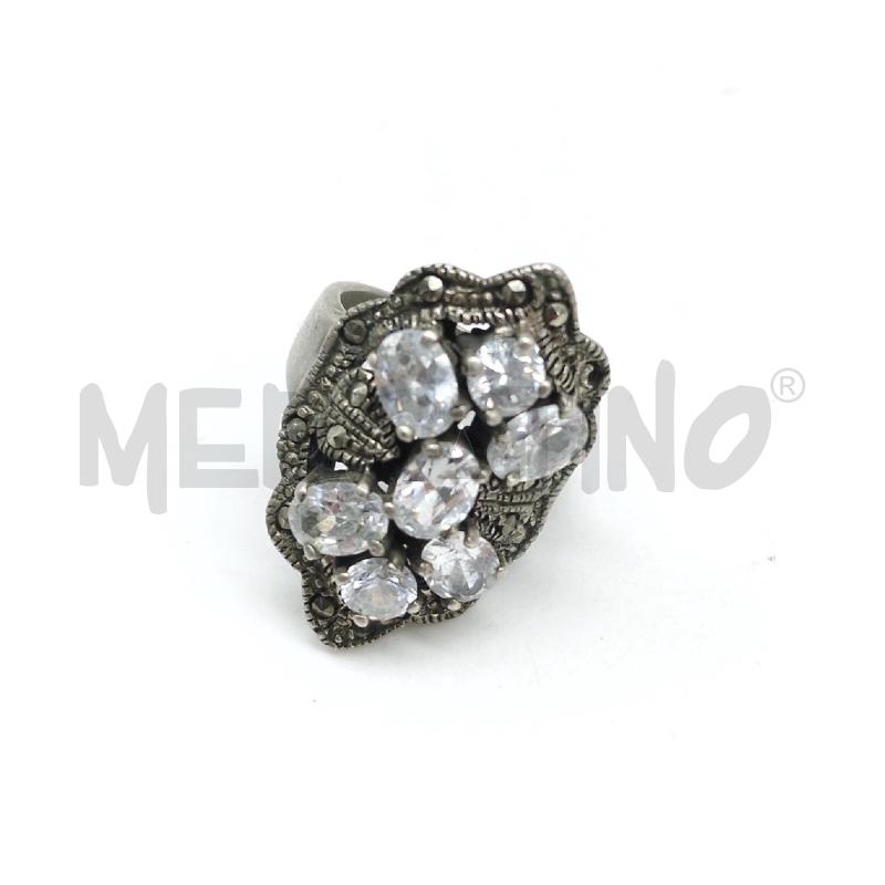 ANELLO DONNA METALLO PREZIOSO ZIRCONI DISEGNO ARTIGIANALE | Mercatino dell'Usato Lamezia terme 1