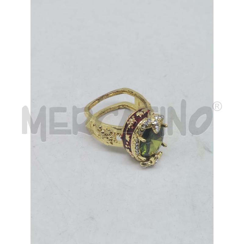 ANELLO DONNA PIETRA VERDE STRASS ACCIAIO | Mercatino dell'Usato Lamezia terme 1
