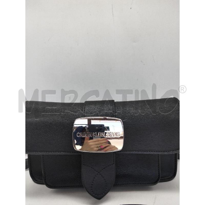 BORSA DONNA CALVIN KLEIN JEANS NERO POCHETTE CHIUSURA METALLO ARGENTATO  | Mercatino dell'Usato Lamezia terme 4