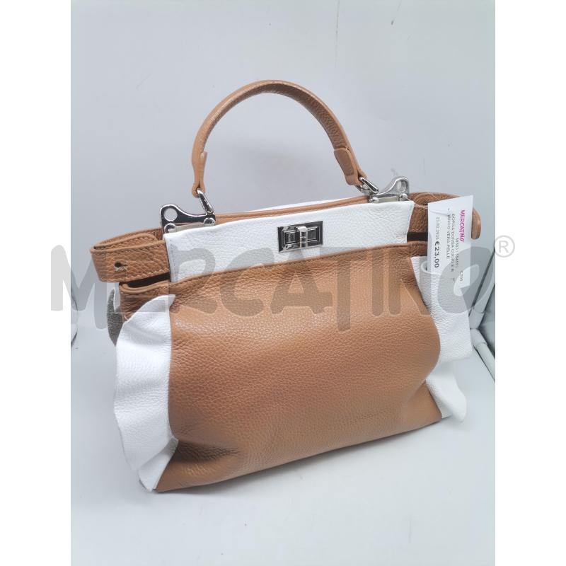 BORSA DONNA CUOIO E BIANCO VERA PELLE | Mercatino dell'Usato Lamezia terme 1