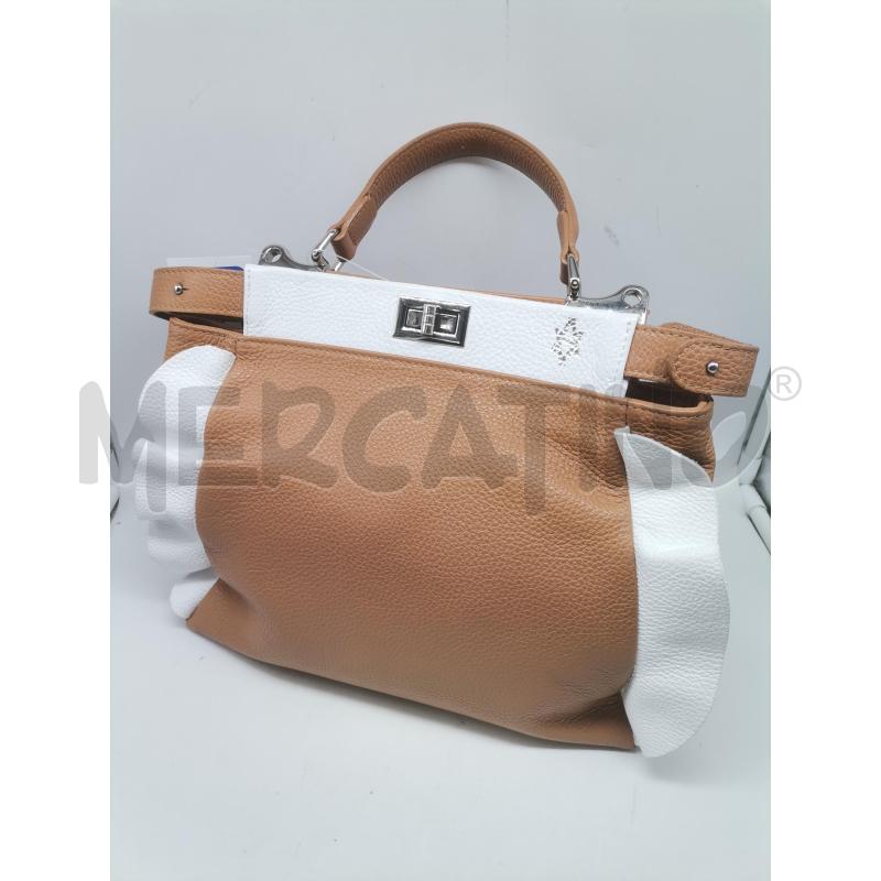 BORSA DONNA CUOIO E BIANCO VERA PELLE | Mercatino dell'Usato Lamezia terme 2