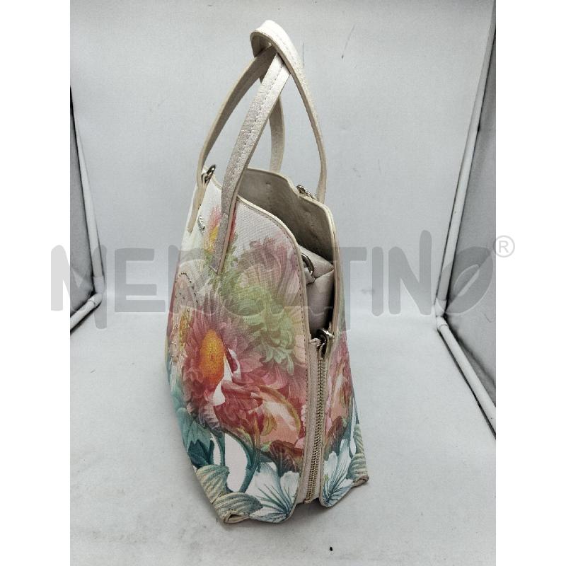 BORSA DONNA DESIGUAL ECOPELLE BEIGE FIORI COLORATI CON TRACOLLA | Mercatino dell'Usato Lamezia terme 4