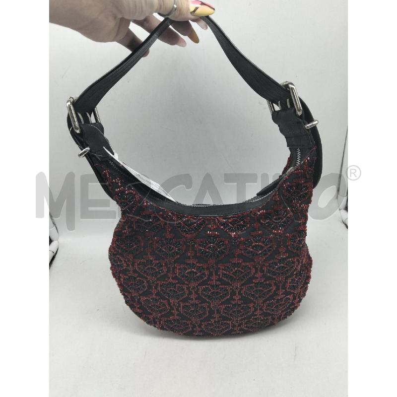 BORSA DONNA FRANCESCO BIASIA NERO PERLINE ROSSE FIBIIA IN PELLE  | Mercatino dell'Usato Lamezia terme 1