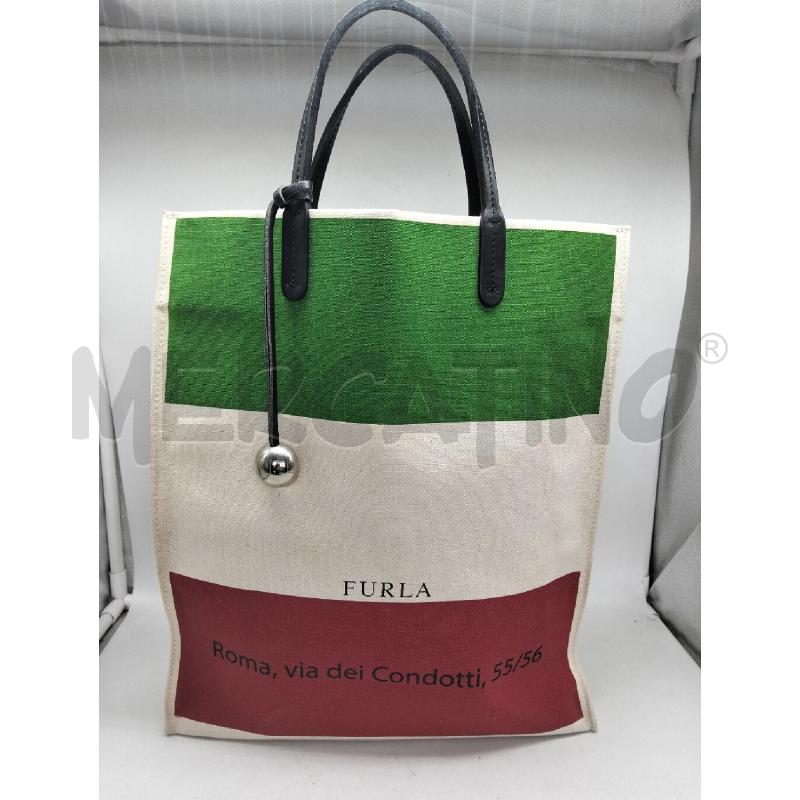 BORSA DONNA FURLA COLLEZIONE FLAGSHIP TESSUTO DISEGNO BANDIERA ITALIANA | Mercatino dell'Usato Lamezia terme 1