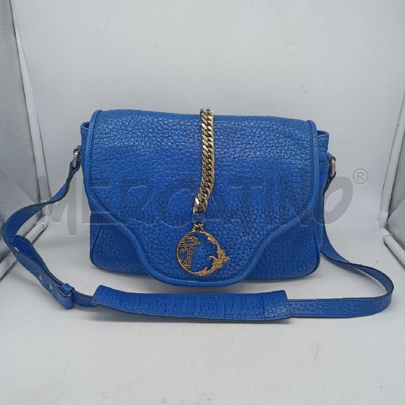 BORSA DONNA GIANNI VERSACE BLU ELETTRICO VERA PELLE MARTELLATA | Mercatino dell'Usato Lamezia terme 1