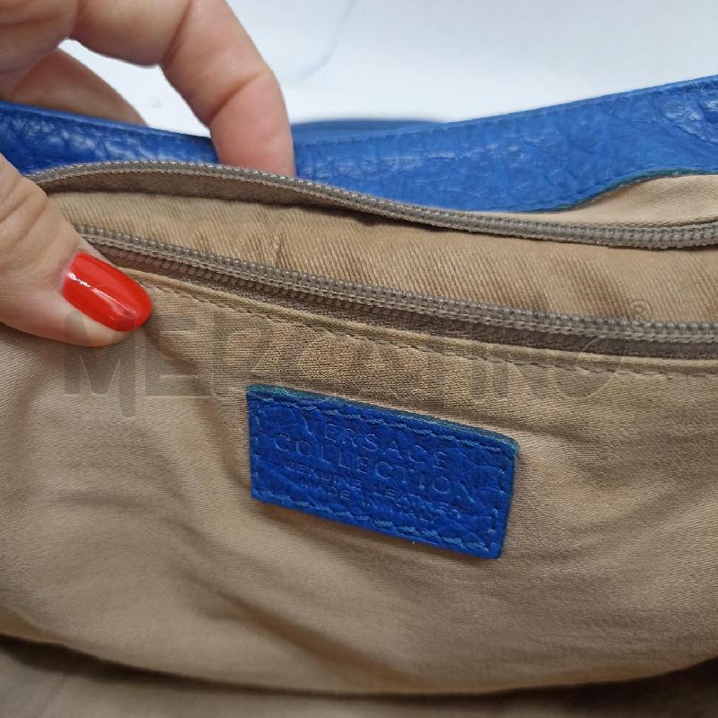 BORSA DONNA GIANNI VERSACE BLU ELETTRICO VERA PELLE MARTELLATA | Mercatino dell'Usato Lamezia terme 4