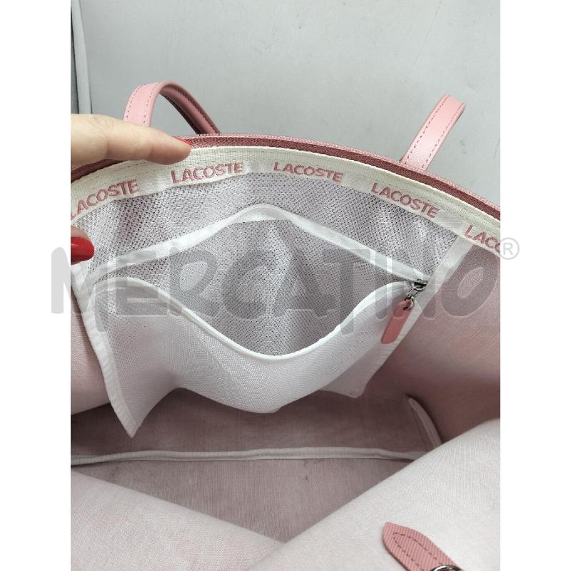 BORSA DONNA LACOSTE ROSA TRAMA IN PVC  | Mercatino dell'Usato Lamezia terme 4