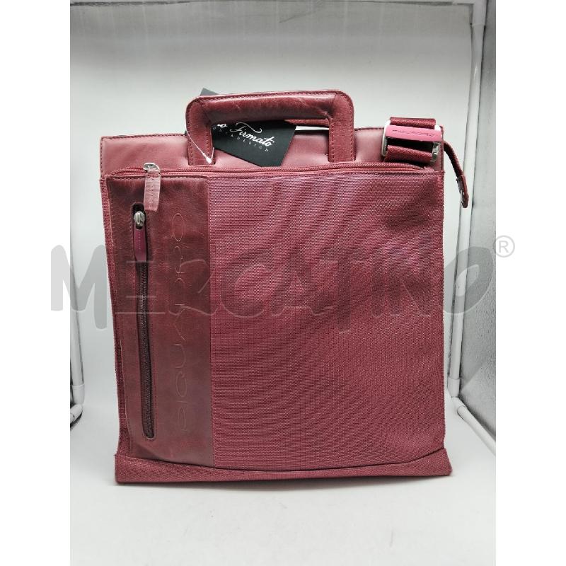 BORSA DONNA PIQUADRO ROSSO TELA INSERTI VERA PELLE | Mercatino dell'Usato Lamezia terme 1