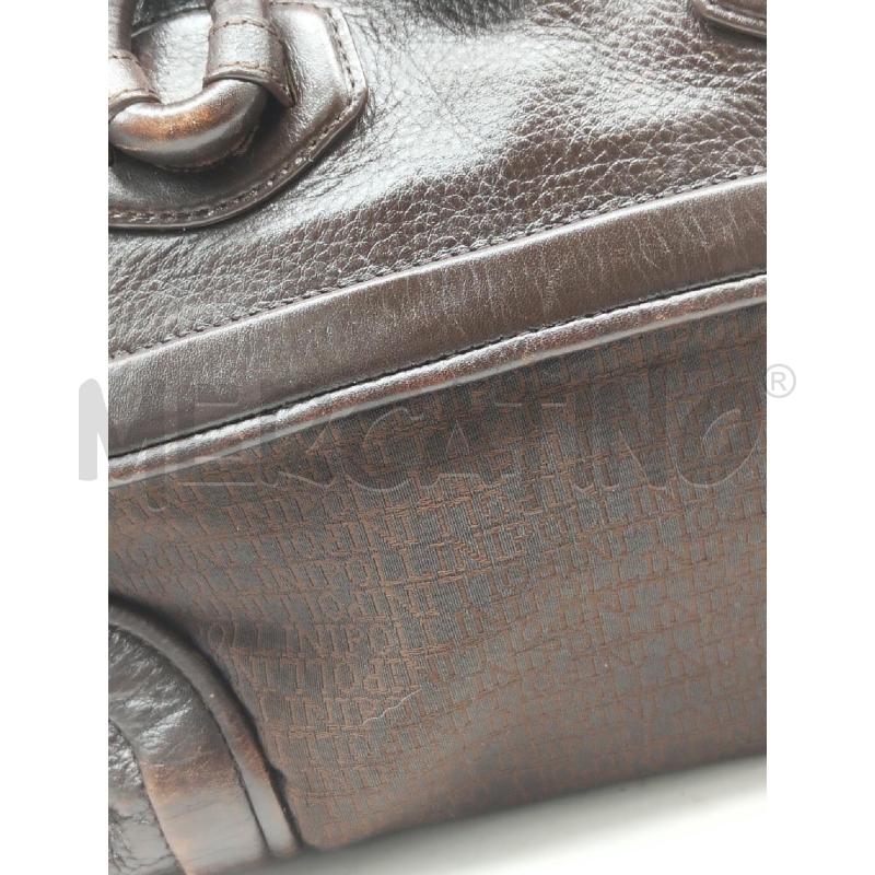 BORSA DONNA POLLINI MARRONE VERA PELLE E TELA | Mercatino dell'Usato Lamezia terme 2