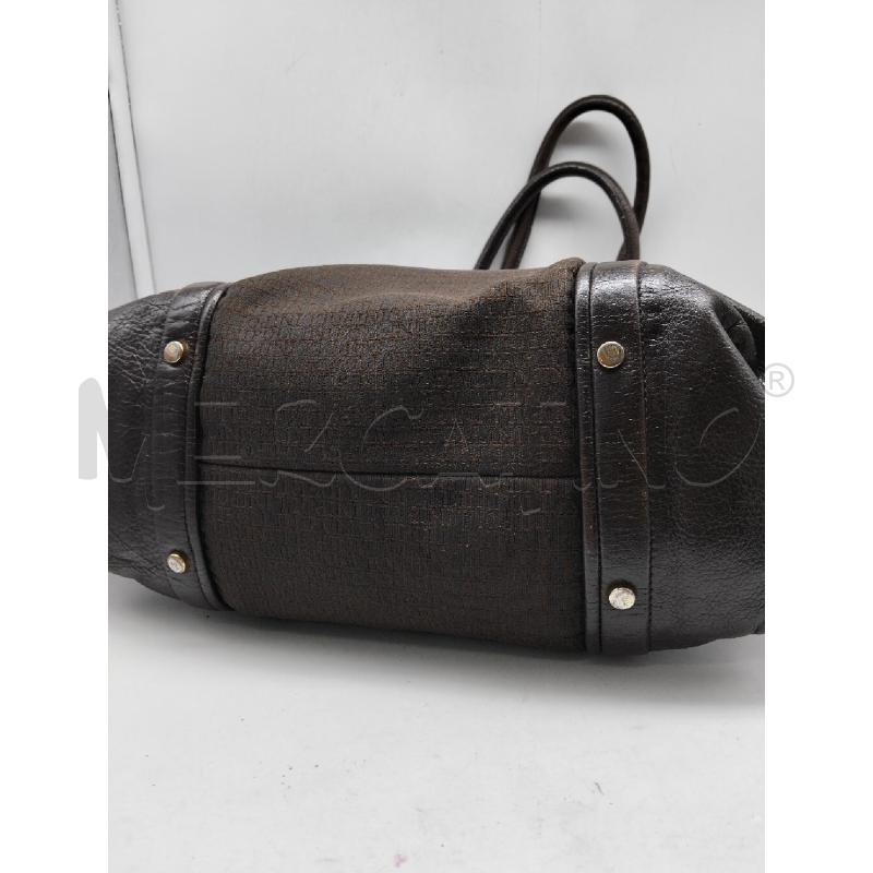 BORSA DONNA POLLINI MARRONE VERA PELLE E TELA | Mercatino dell'Usato Lamezia terme 3