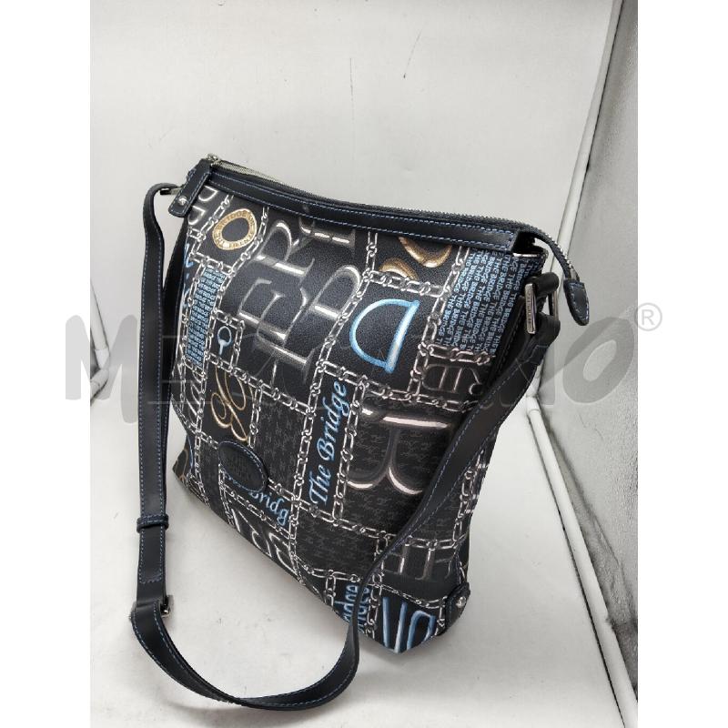 BORSA DONNA THE BRIDGE PELLE SCRITTE BLU GRIGIO | Mercatino dell'Usato Lamezia terme 4
