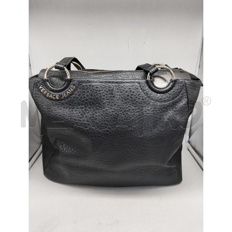 BORSA DONNA VERSACE JEANS PELLE NERA CON LAVORAZIONE GRANULATA | Mercatino dell'Usato Lamezia terme 1