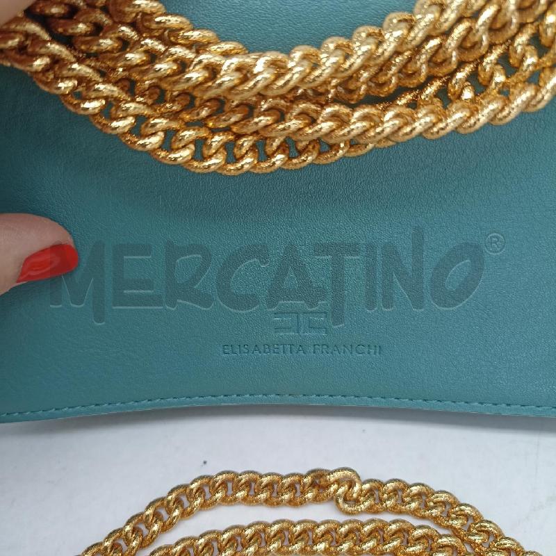 BORSETTA DONNA ELISABETTA FRANCHI VERDE PETROLIO CATENELLE DORATE | Mercatino dell'Usato Lamezia terme 2